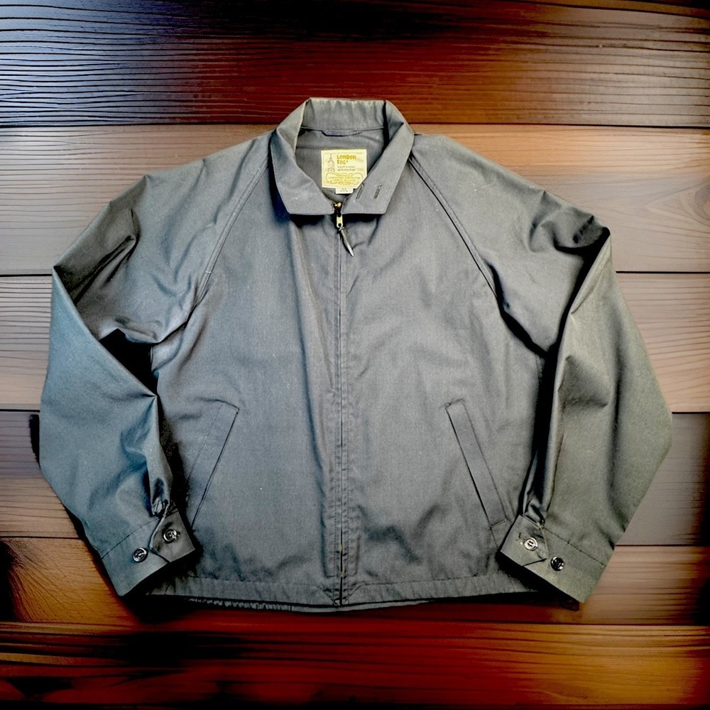 Vintage 80s London Fog By Reeves Calibre Cloth Navy Blue Zip Up Jacket  40 Reg‎